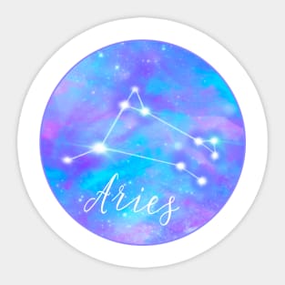 Aries zodiac sign. Aries constellation on galaxy sky Sticker